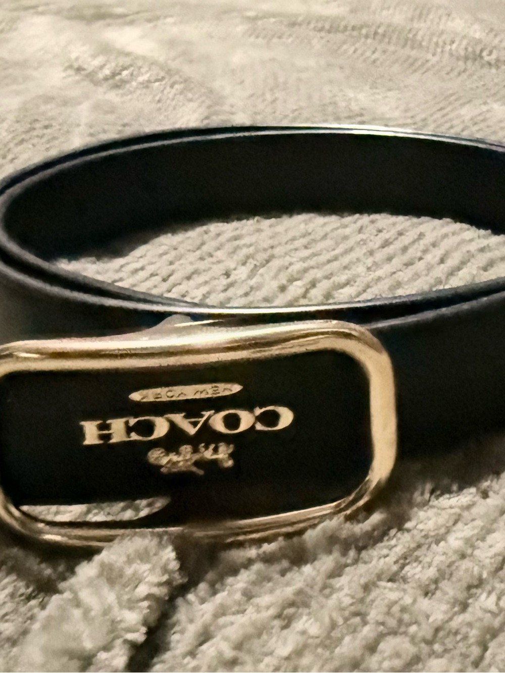Coach womens Black Leather Belt with Gold Buckle